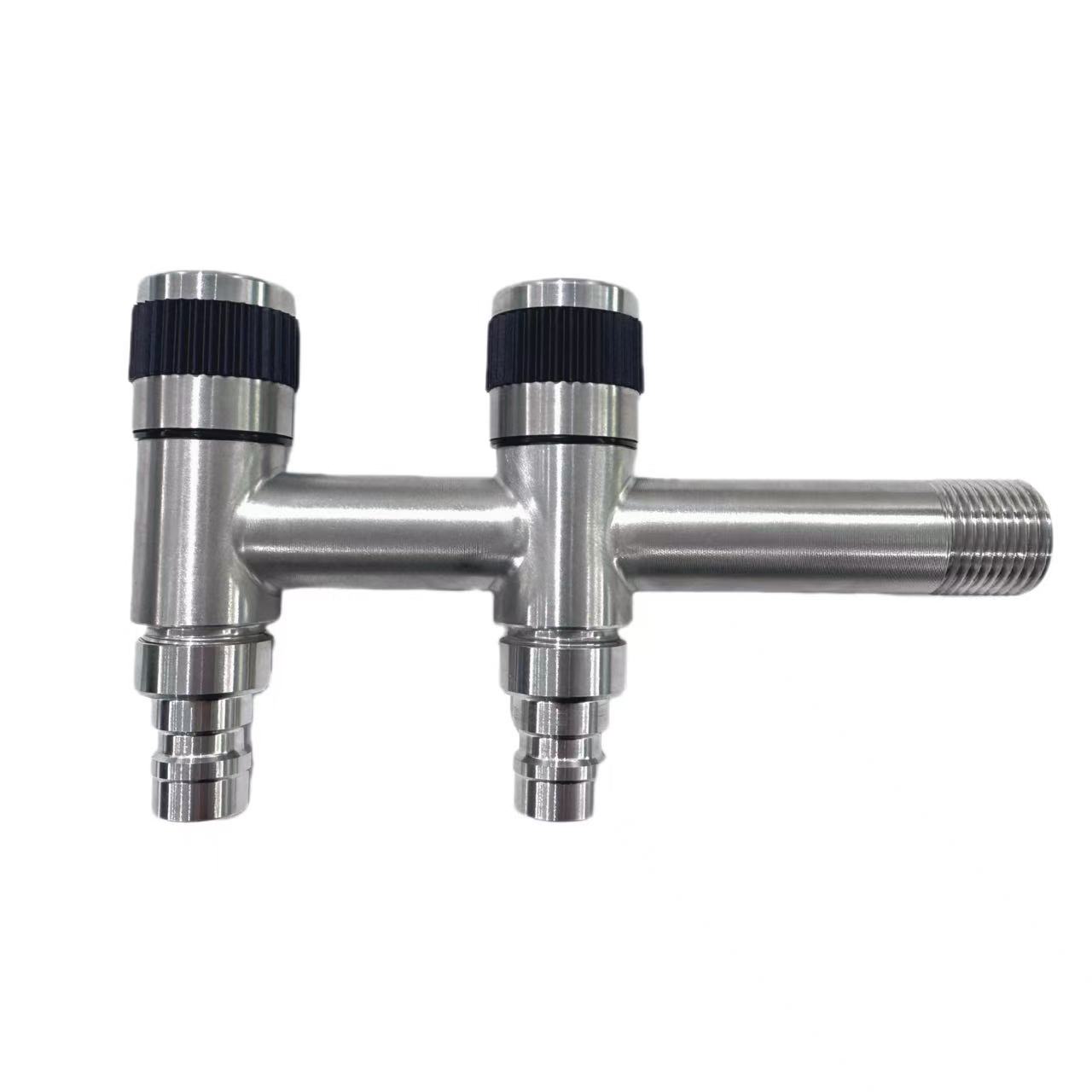 Rubineti i makinës larëse inox me përdorim të dyfishtë me një hyrje dhe dy dalje